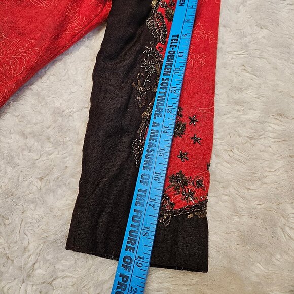 Chico's Women's Berry Red Heritage Beaded Coji Jacket Beaded Trim Size 2 - Picture 5 of 11